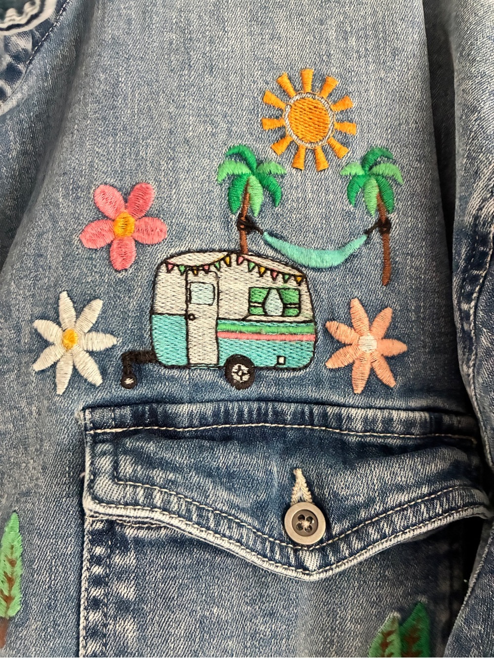 Billy T Demin Camper Embroidered Shirt size XL - Picture 7 of 11